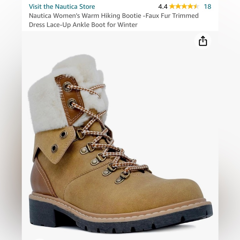 Like new, WARM, Nautica, hiking boot, tan suede size 10